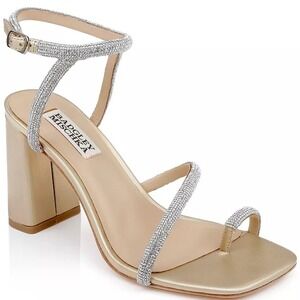 Badgley Mischka Size 8.5 Gold Rhinestone Heel Strappy Sandals NEW Dalilah Gildea